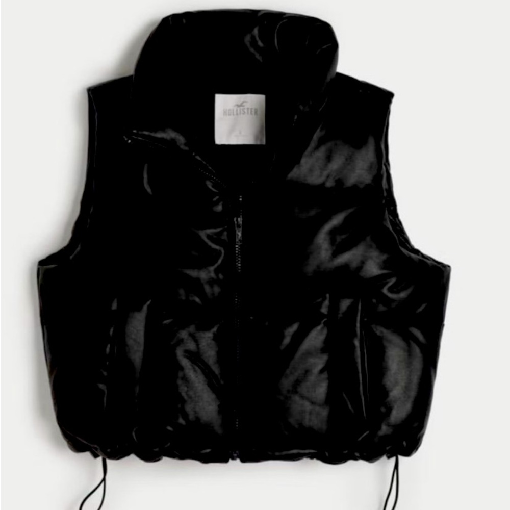 Hollister Faux Leather Crop Puffer Vest